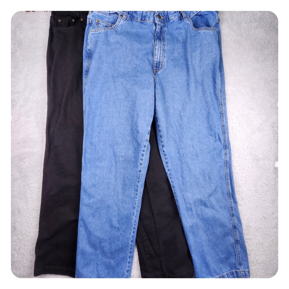 Adjust-A-Band Expandable Jeans Mens 44XL Blue Black Denim 2 Pair Dad‎ Work